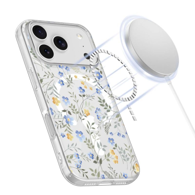 Kapak telefoni Tech-Protect FlexAir MagSafe për iPhone 17 Pro Max, TPU i butë, plastikë e tejdukshme me lule