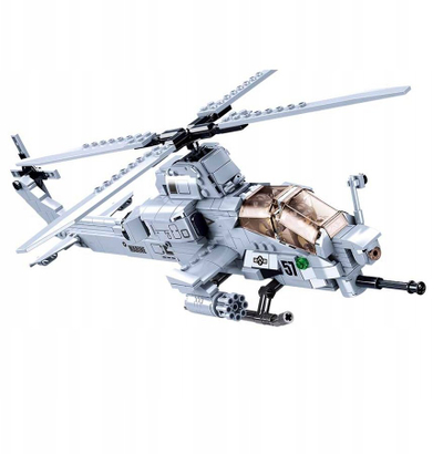 Set ndërtimi Sluban B0838 MB AH-1Z, 482 copa, helikopter sulmues Apache, shumëngjyrësh