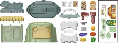 Set lodre supermarket Vanyeh 18T06, 24 copa, 3 në 1, jeshil