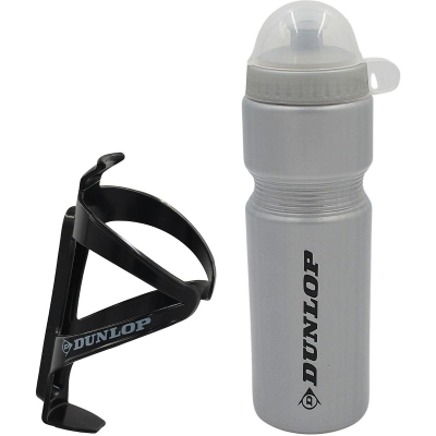 Shishe uji për biçikletë Dunlop, 750 ml, me mbajtëse, argjendtë e zezë