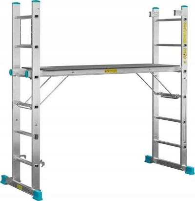 Skelë mobile alumini Drabex RD100, lartësi pune 2.92 m, mban deri 150 kg, ngjyrë argjendt
