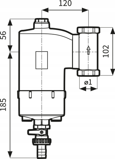 Separator papastërtish Afriso FAR 202, 1", me magnet, me valvul shkarkimi, krom