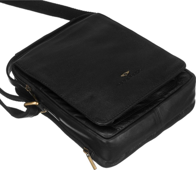 Çantë për burra Peterson PTN-371-NDM, lëkurë natyrale, crossbody, e zezë