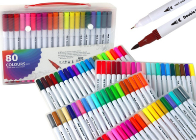 Set markera Leantoys Double-Sided, 80 ngjyra, kuti plastike me ndarje, shumëngjyrësh