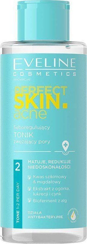 Locion pastrimi për fytyrë Eveline Cosmetics Perfect Skin Acne, kundër akneve, qetësues, 200 ml