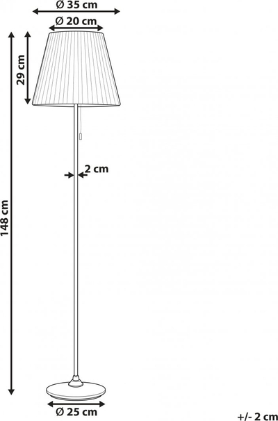Lampë dyshemeje Beliani TORYSA, metal, abazhur stofi, e bardhë bronzi