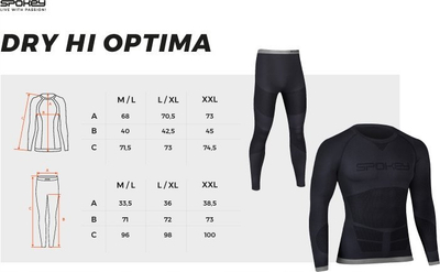 Set të brendshme termike për burra Spokey DRY HI OPTIMA, bluzë edhe pantallona, madhësia XL/XXL, i zi