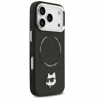 Kapak telefoni Karl Lagerfeld Leather MagSafe, për iPhone 17 Pro Max, i zi