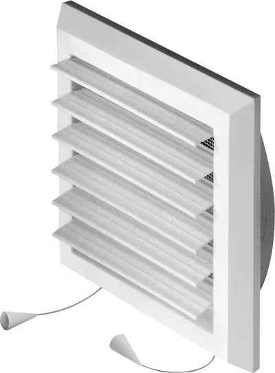 Grilë ventilimi AWENTA Plus, me jaluzina me snur, 100 125, e bardhë