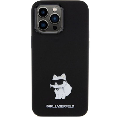 Kapak telefoni Karl Lagerfeld KLHCP15XSMHCNPK, silikon, për iPhone 15 Pro Max, i zi