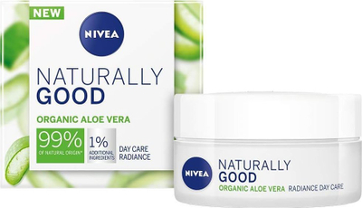 Krem ditor për fytyrë Nivea Naturally Good me aloe vera bio, Radiance, 50 ml, i bardhë