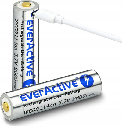Bateri e rikarikushme EverActive 18650, 2600mAh, Li-ion 3.7V, me micro USB