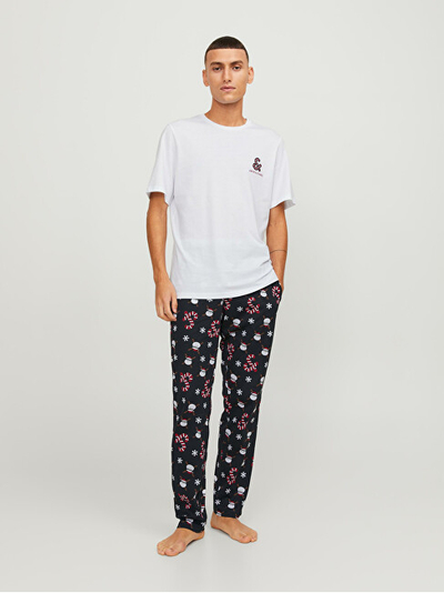 Pizhame për meshkuj Jack&Jones Candy Santa, të bardha/ të zeza
