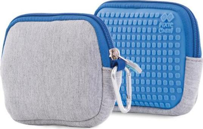 Çantë tualeti PIXIE CREW Pixie Zipper Pouch, panel silikoni me pixela, gri me panel blu