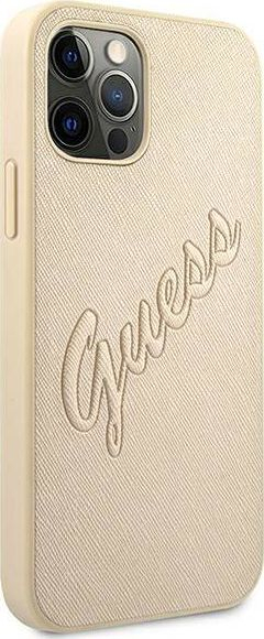 Guaskë telefoni Guess GUHCP12MRSAVSLG, për iPhone 12 / 12 Pro 6.1", Saffiano, ngjyrë ari