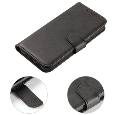 Kapak portofol Samsung Galaxy S24 FE, magnetik, lëkurë sintetike, i zi