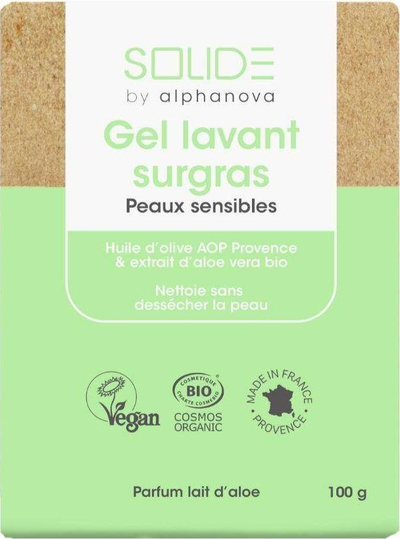Sapun i fortë Alphanova Solide, aloe vera, për lëkurë të ndjeshme, 100g