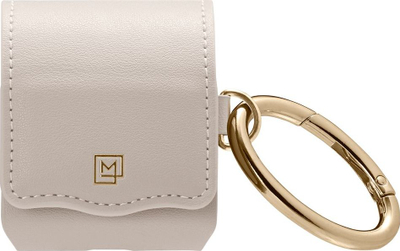 Kuti mbrojtëse Spigen La Manon Leather për AirPods 1/2, lëkurë, me unazë varëse, bezhë