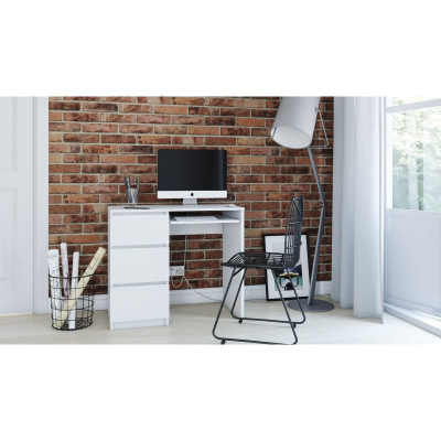 Tavolinë pune Topeshop Lima Desk, 98x51 cm, 3 sirtarë, e bardhë