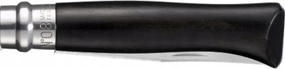 Thikë xhepi Opinel N°08 Ebony, çelik inox, dorezë dru abanos, e zezë