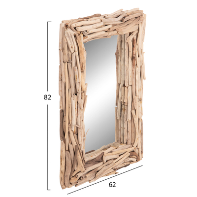 Pasqyrë muri HomeMarkt Twigs HM4440, kornizë druri, 82x62cm, bezhë
