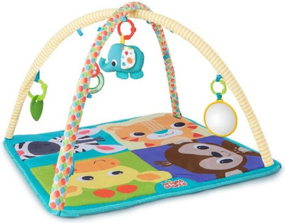 Tapet loje për bebe Bright Starts More-in-One Ball Pit Fun Activity Gym, me harqe dhe lodra që varen, me topa shumëngjyrësh, shumëngjyrësh