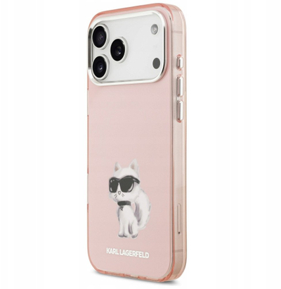Kapak telefoni Karl Lagerfeld IML Aquarelle Choupette Logo, MagSafe, për iPhone 17 Pro, rozë