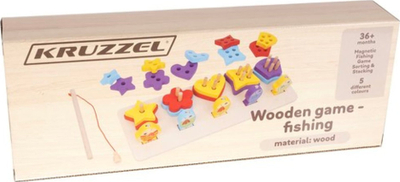 Lojë puzzle druri me peshkim, shumëngjyrëshe për fëmijë