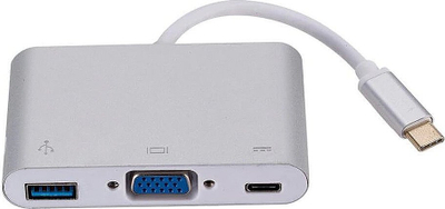 Përshtatës USB C RoGer, VGA USB USB C, 1080p, argjendtë