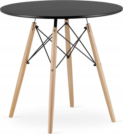 Set për ngrënie me tavolinë rrumbullake 80 cm dhe 4 karrige, i zi