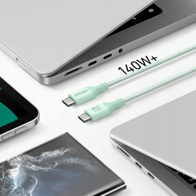 Kabllo karikimi Anker 544 A80F6H61, USB-C në USB-C, 1.8 m, jeshile e çelët