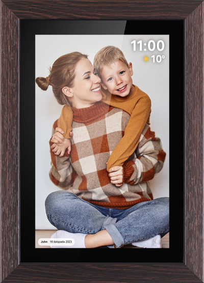 Kornizë dixhitale fotosh Kruger&amp;Matz FRAMEO, 10.1", Wi‑Fi, 16GB, kafe dru