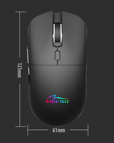 Maus Media-Tech MT1124, wireless BT RF, i qetë, i zi