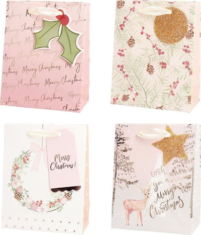 Qese dhuratash Christmas Hot Stamp, 26x32 cm, me motive Krishtlindjesh, ngjyra t’përziera