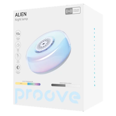 Llambë nate Proove Alien, 5W, me karikim wireless, e bardhë