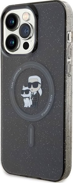 Kllëf telefoni Karl Lagerfeld Karl & Choupette, për iPhone 15 Pro Max, MagSafe, i zi