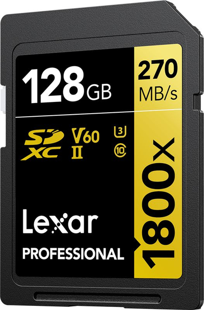 Kartë memorie Lexar Professional 1800x, 128GB SDXC UHS-II, 270MB/s, e zezë