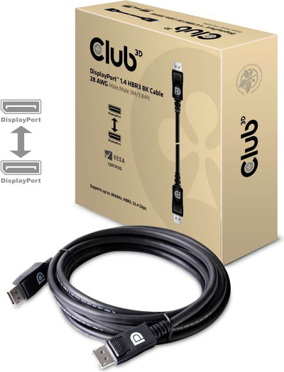Kabllo DisplayPort Club3D CAC-1060, 1.4, 2m, e zezë