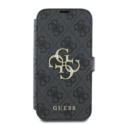 Mbulesë telefoni Guess GUBKP16S4GMGGR për iPhone 16 6.1", lëkurë eko, me xhepa kartash, e zezë