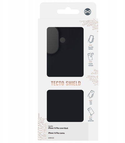 Mbrojtëse telefoni SUPERO Satin Flex, për iPhone 16 Plus, silikoni, e zezë