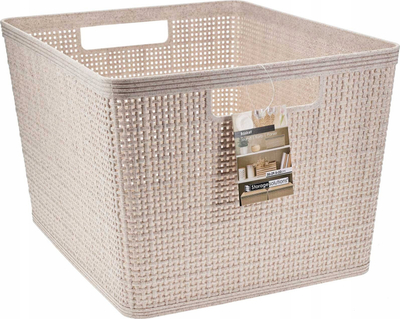 Shportë Storage Solutions Eh plastike, 35 x 29.5 x 22 cm, bezhë natyrale