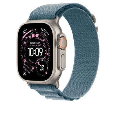 Apple Watch 49mm Loop, Light Blue Alpine Loop, Small, Natural Titanium Finish