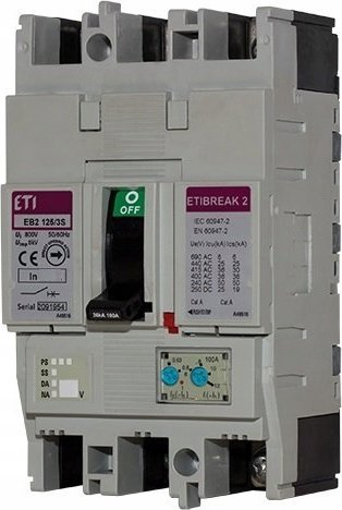Ndërprerës fuqie ETI EB2 125/4S, 4P, 125A 36kA, gri