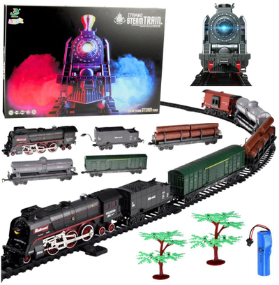 Set tren lodër Steam Train 620B, me drita, zë edhe tym, shina 151 cm