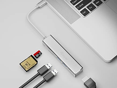 Adaptues USB C Equip 5 në 1, HDMI, lexues karte SD, gri