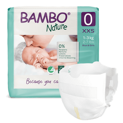 Pelena për bebe Bambo Nature nr. 0 (1-3 kg), 24 copë