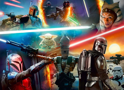Puzzle Ravensburger Star Wars The Mandalorian Crossfire, 300 copa, XXL, shumëngjyrësh