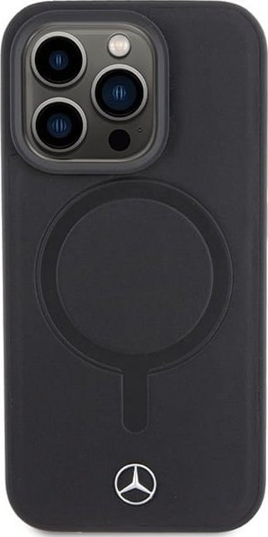 Mbulesë telefoni Mercedes MEHMP15X23RCMK për iPhone 15 Pro Max, lëkurë ekologjike Smooth, MagSafe, e zezë