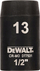 Soket goditës DeWALT DT7531, 13mm, 1/2", 38mm, i zi