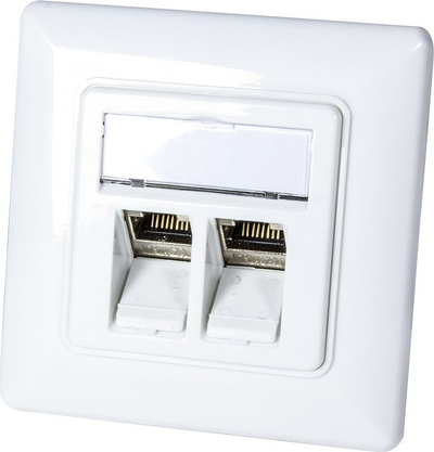 Ѕиден приклучок за мрежа LogiLink NK4020, 2x RJ-45, 80x80 mm, бел